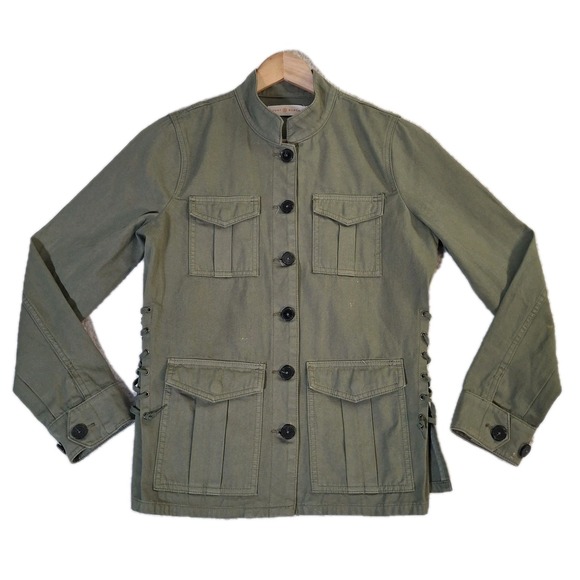 Tory Burch Jackets & Blazers - Tory Burch Sgt. Pepper Twill Military Field Jacket Women's M Green Side-Laced